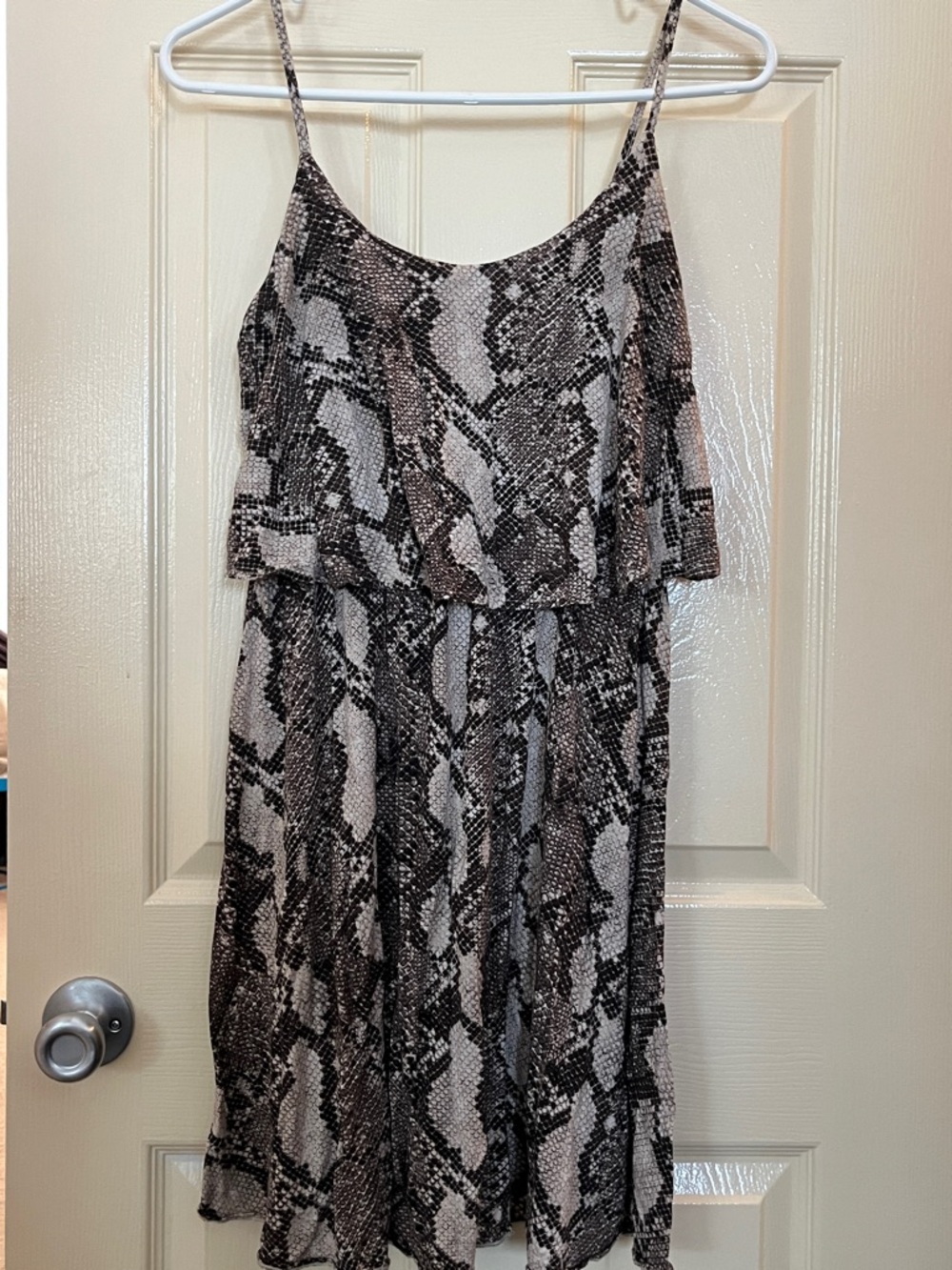 H&M Snake Print Mini Dress in Black and Cream